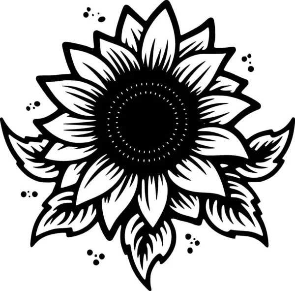 Fleur Icône Isolée Noir Blanc Illustration Vectorielle — Image vectorielle