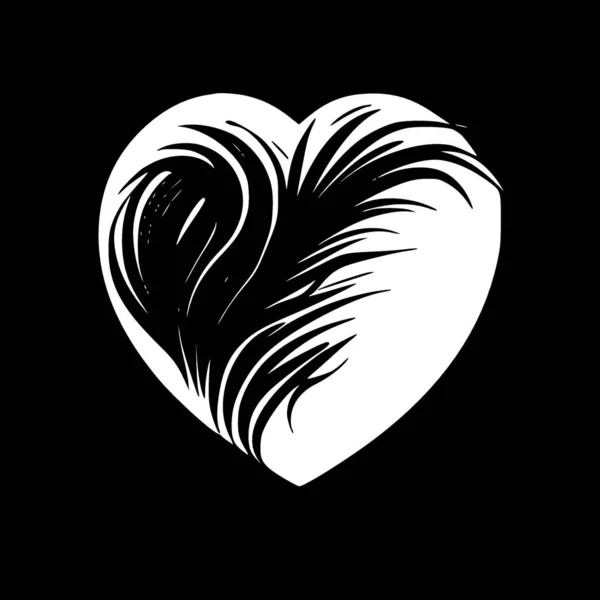 Herz Schwarz Weißes Icon Vektorillustration — Stockvektor