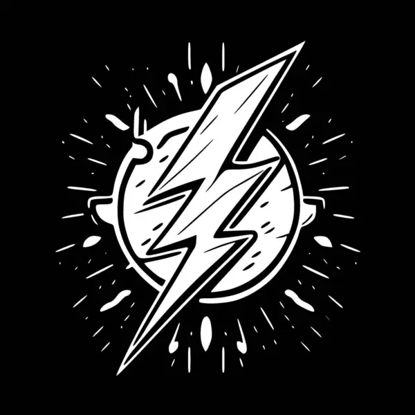 Lightning Black White Isolated Icon Vector Illustration — Stock Vector