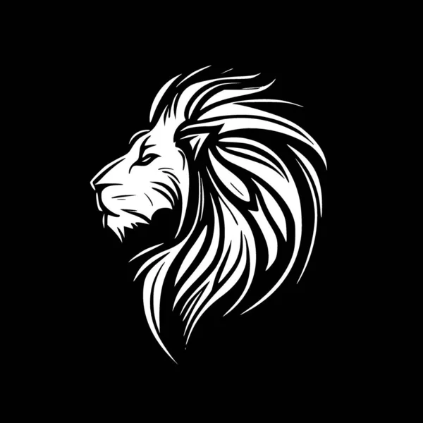 Face Lion Icône Isolée Noir Blanc Illustration Vectorielle — Image vectorielle