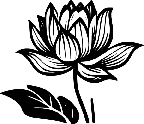 Lotus Çiçeği Minimalist Düz Logo Vektör Illüstrasyonu — Stok Vektör