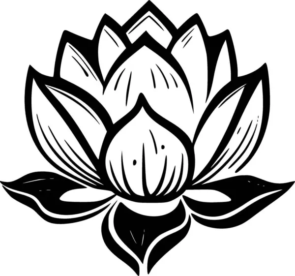 Lotus Kukka Musta Valkoinen Vektori Kuva — vektorikuva