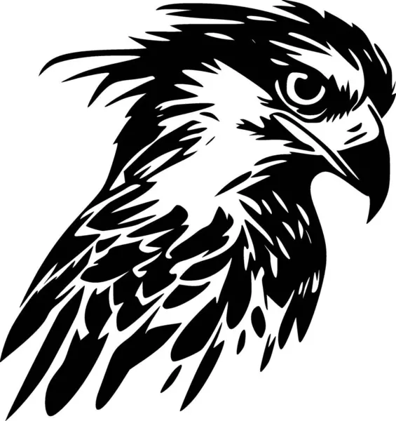 Osprey Head Czarno Biały Izolowany Ikona Ilustracja Wektor — Wektor stockowy