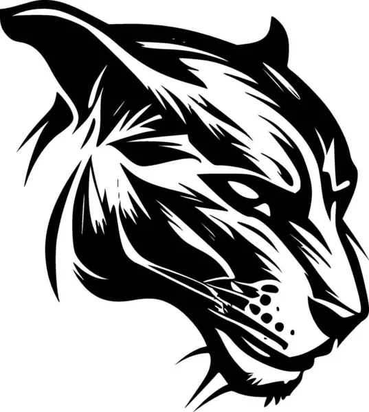 Panther Černá Bílá Izolovaná Ikona Vektorová Ilustrace — Stockový vektor