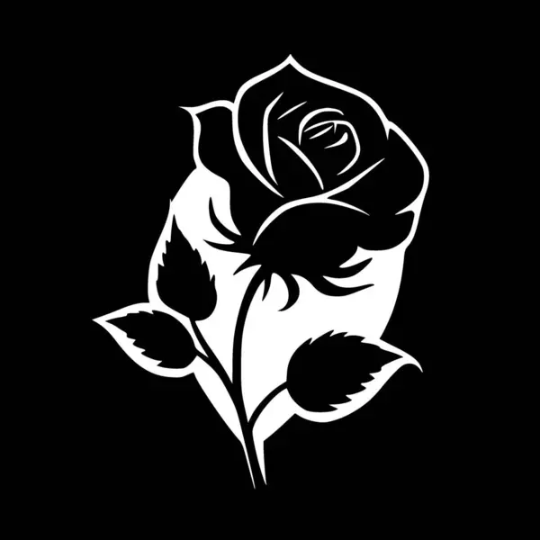 Rose Icône Isolée Noir Blanc Illustration Vectorielle — Image vectorielle