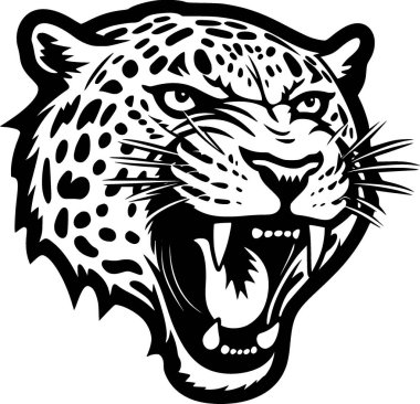 Leopard - black and white isolated icon - vector illustration clipart