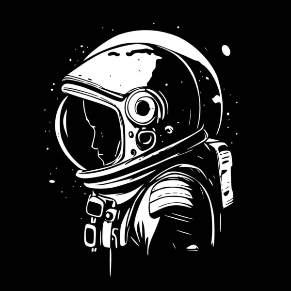 宇宙飛行士 スペルエラーなし 黒と白の隔離されたアイコン ベクターイラスト — ストックベクタ