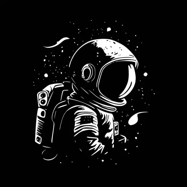 Astronauta Sin Errores Ortográficos Icono Aislado Blanco Negro Ilustración Vectorial — Archivo Imágenes Vectoriales