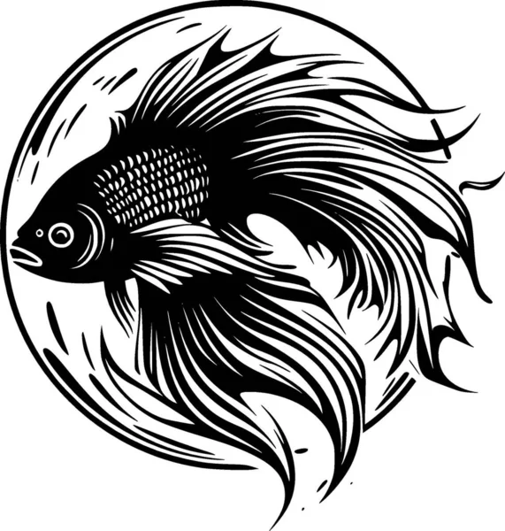 stock vector Beta fish - black and white vector illustration