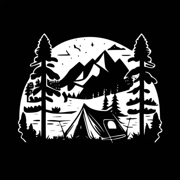 Camp Silhouette Minimaliste Simple Illustration Vectorielle — Image vectorielle