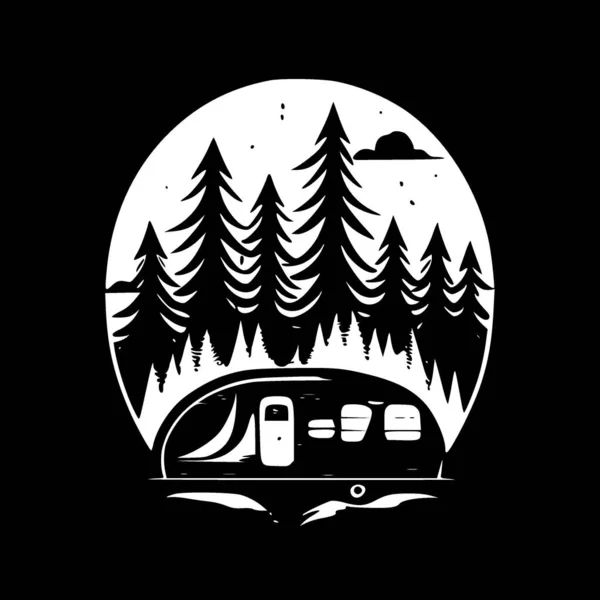 Camp Logo Minimalista Piatto Illustrazione Vettoriale — Vettoriale Stock