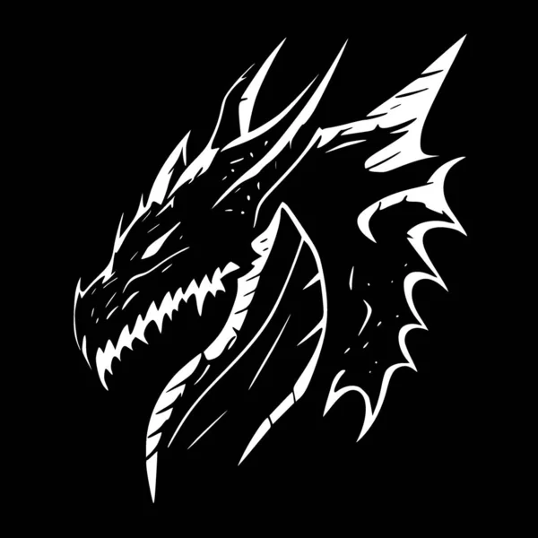 ドラゴン 黒と白のベクトルイラスト — ストックベクタ