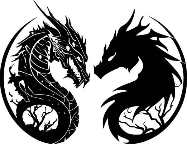 Dragons Logo Minimaliste Plat Illustration Vectorielle — Image vectorielle