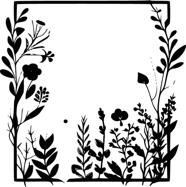 Cadre Floral Silhouette Minimaliste Simple Illustration Vectorielle — Image vectorielle