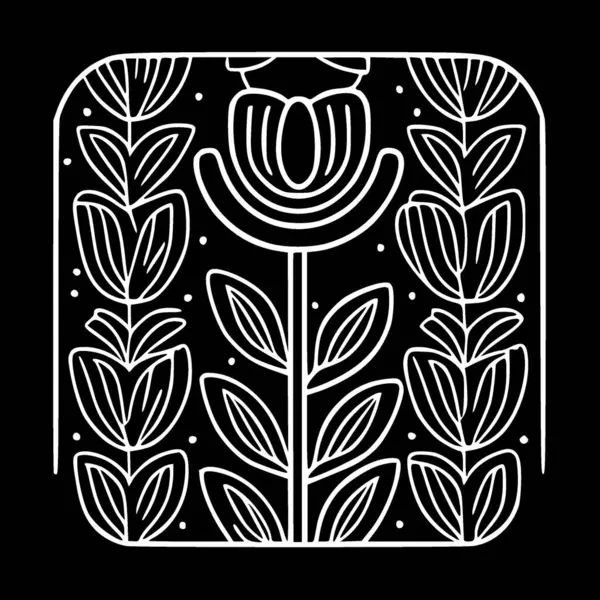 Fleur Illustration Vectorielle Noir Blanc — Image vectorielle