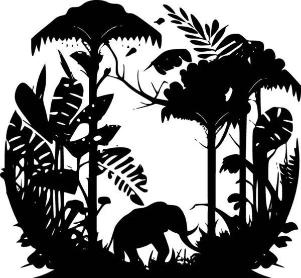 Viidakko Mustavalkoinen Vektorikuva — vektorikuva