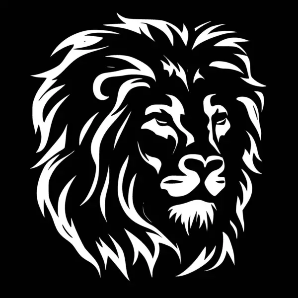 Löwengesicht Schwarz Weißes Icon Vektorillustration — Stockvektor