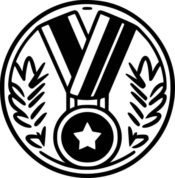 Medalj Minimalistisk Och Platt Logotyp Vektor Illustration — Stock vektor