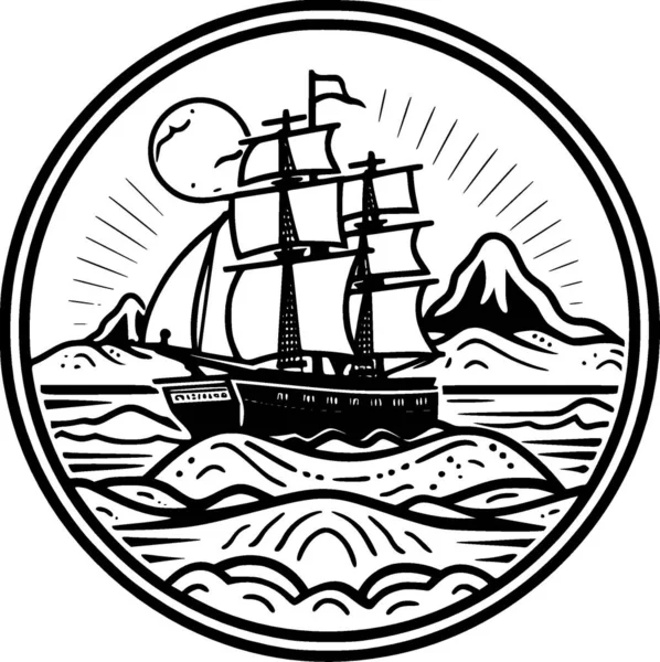 Denizcilik Minimalist Düz Logo Vektör Illüstrasyonu — Stok Vektör