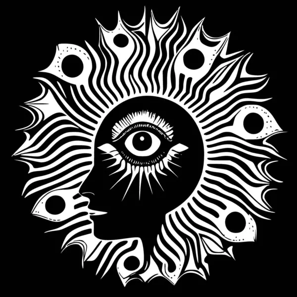Психоделическая Черно Белая Изолированная Икона Векторная Иллюстрация — стоковый вектор