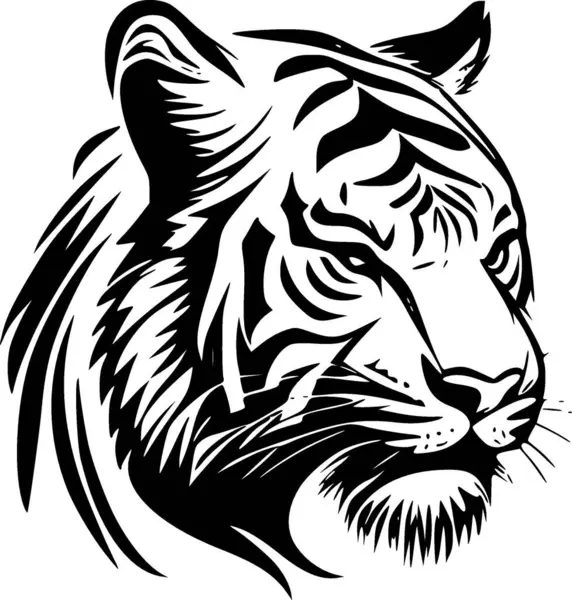 Тигр Минималистский Простой Силуэт Векторная Иллюстрация — стоковый вектор
