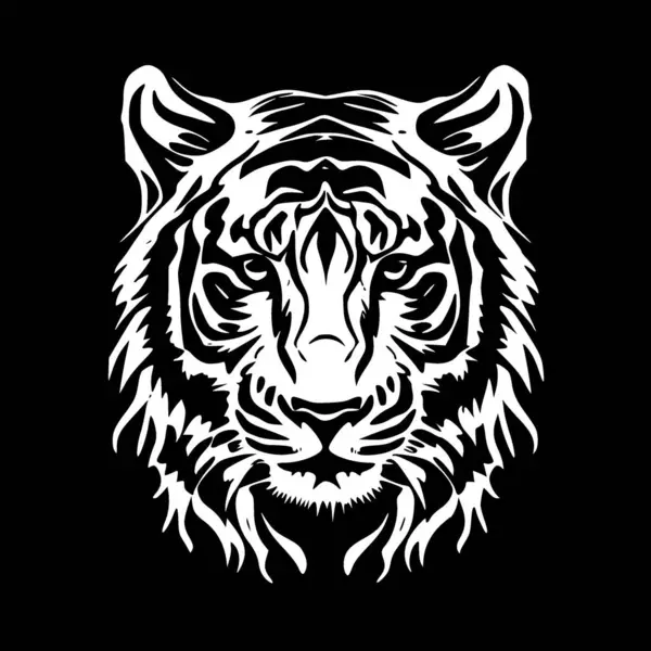 老虎图案 黑白隔离图标 矢量插图 — 图库矢量图片
