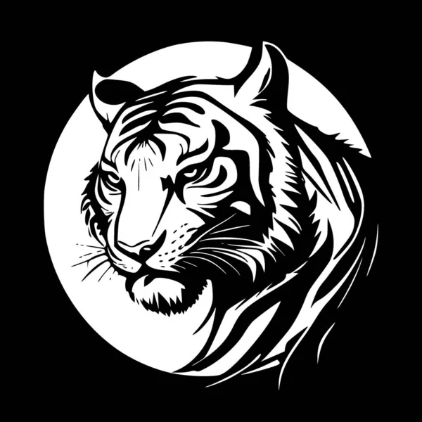 Tiger Schwarz Weiße Vektorillustration — Stockvektor