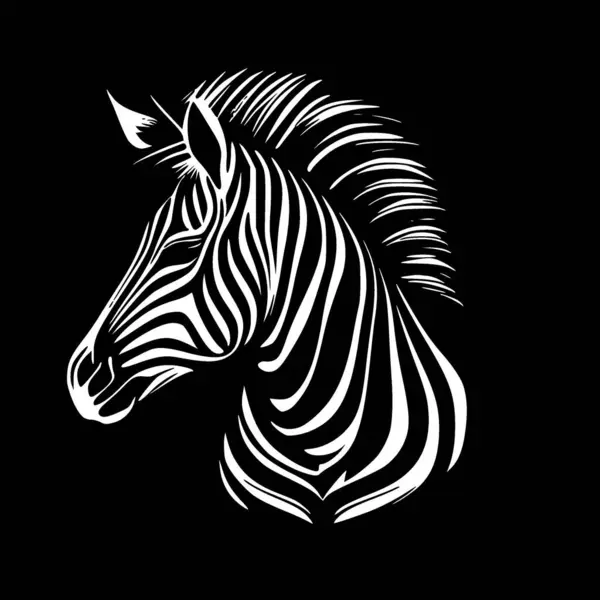 Zebra Icoană Izolată Alb Negru Ilustrație Vectorială — Vector de stoc
