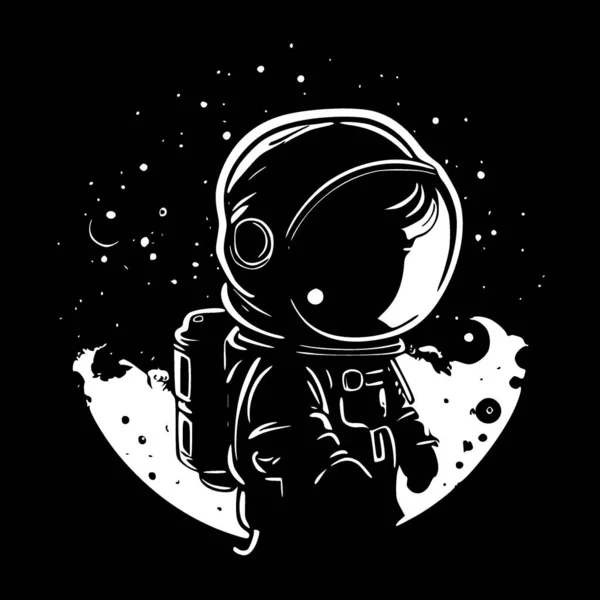 Astronauta Logotipo Minimalista Plano Ilustração Vetorial —  Vetores de Stock