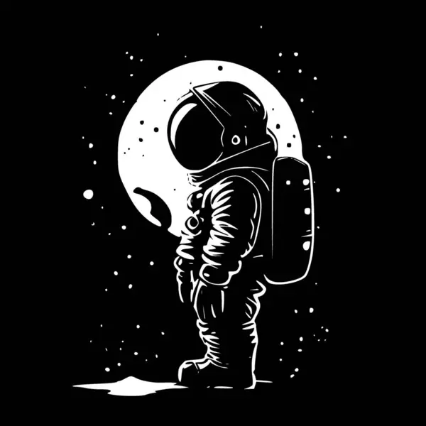 Αστροναύτης Ασπρόμαυρη Απομονωμένη Εικόνα Διανυσματική Απεικόνιση — Διανυσματικό Αρχείο
