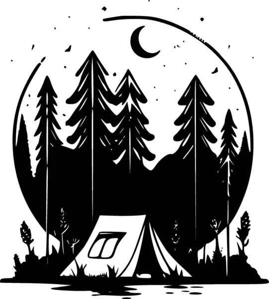 Acampamento Logotipo Minimalista Plano Ilustração Vetorial — Vetor de Stock