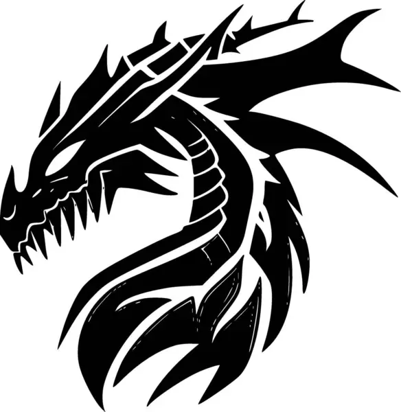 Dragons Silhouette Minimaliste Simple Illustration Vectorielle — Image vectorielle