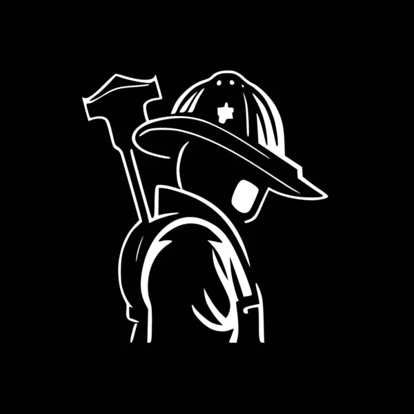 Pompier Illustration Vectorielle Noir Blanc — Image vectorielle