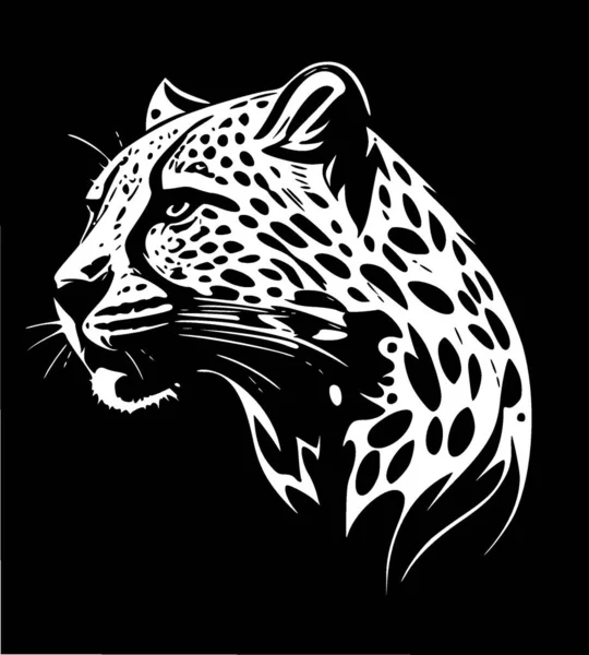 Leopardo Ilustración Vectorial Blanco Negro — Vector de stock