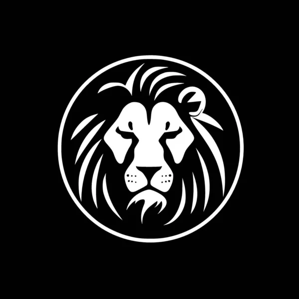 Λιοντάρι Ασπρόμαυρο Απομονωμένο Εικονίδιο Διανυσματική Απεικόνιση — Διανυσματικό Αρχείο
