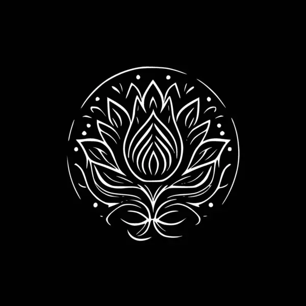Mandala Lotus Ilustração Vetorial Preto Branco — Vetor de Stock