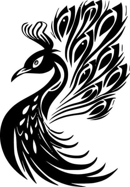 Pavone Logo Minimalista Piatto Illustrazione Vettoriale — Vettoriale Stock