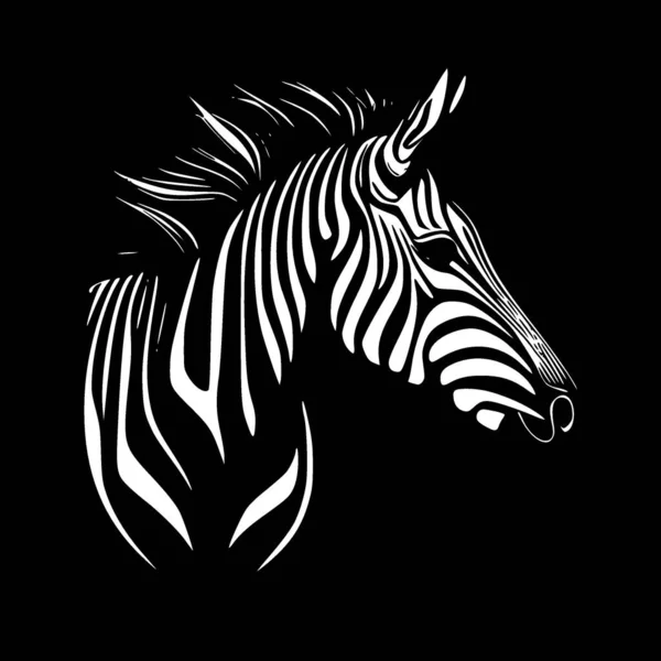 Zebra Siyah Beyaz Izole Edilmiş Ikon Vektör Illüstrasyonu — Stok Vektör