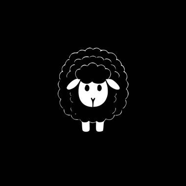 Koyun - siyah ve beyaz izole edilmiş ikon - vektör illüstrasyonu