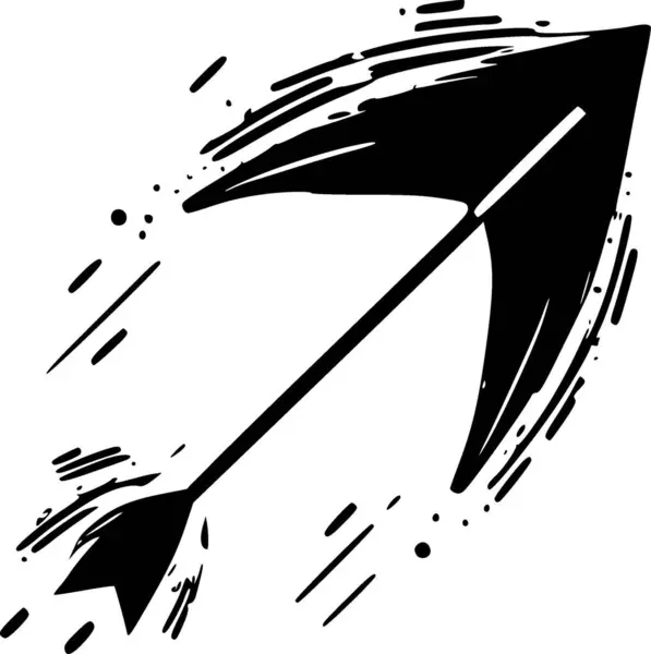 Flèche Icône Isolée Noir Blanc Illustration Vectorielle — Image vectorielle