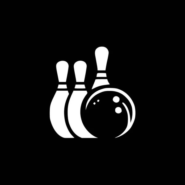 Bowling Schwarz Weißes Icon Vektorillustration — Stockvektor