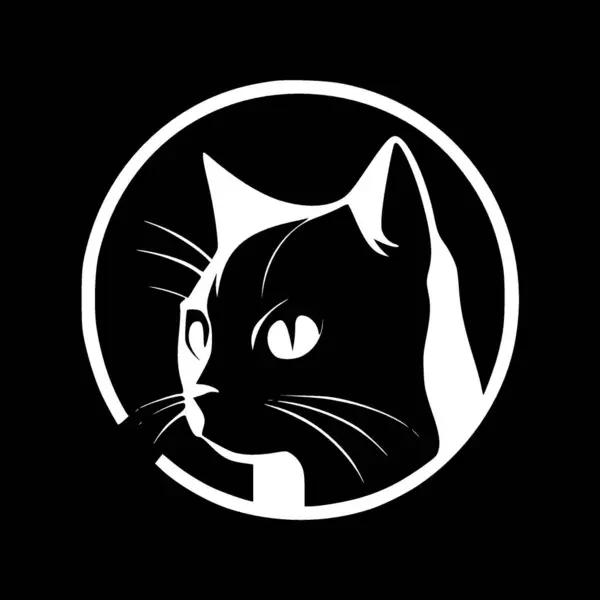 Кот Черно Белый Значок Векторная Иллюстрация — стоковый вектор