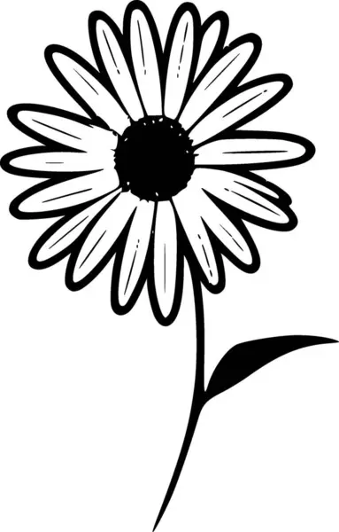 Daisy Icône Isolée Noir Blanc Illustration Vectorielle — Image vectorielle