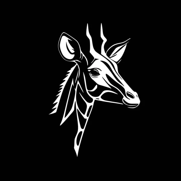 Giraffe Schwarz Weißes Icon Vektorillustration — Stockvektor