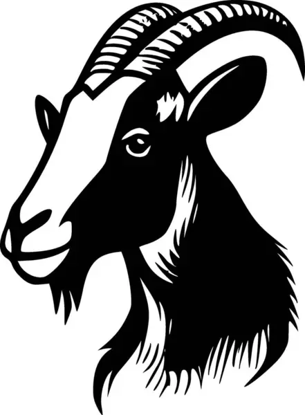 Goat Minimalis Dan Datar Logo Vektor Ilustrasi - Stok Vektor