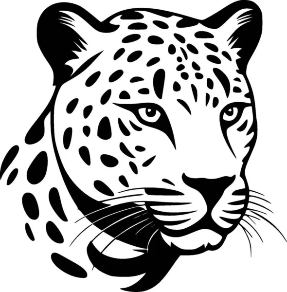 Leopardi Musta Valkoinen Eristetty Kuvake Vektorikuvaus — vektorikuva