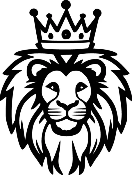Couronne Lion Icône Isolée Noir Blanc Illustration Vectorielle — Image vectorielle