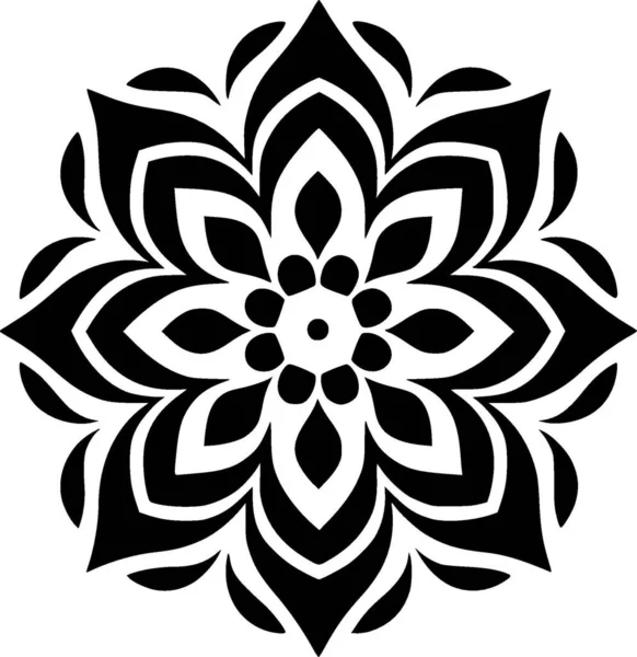 Mandala Icône Isolée Noir Blanc Illustration Vectorielle — Image vectorielle