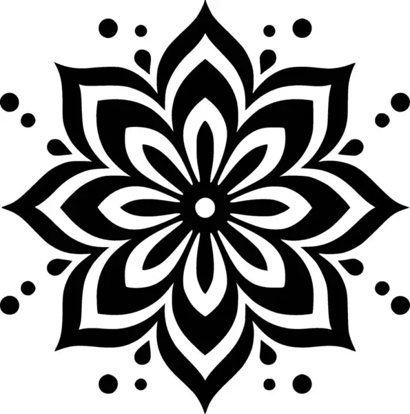 Mandala Icône Isolée Noir Blanc Illustration Vectorielle — Image vectorielle
