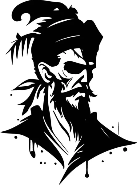 Pirata Ícone Isolado Preto Branco Ilustração Vetorial —  Vetores de Stock